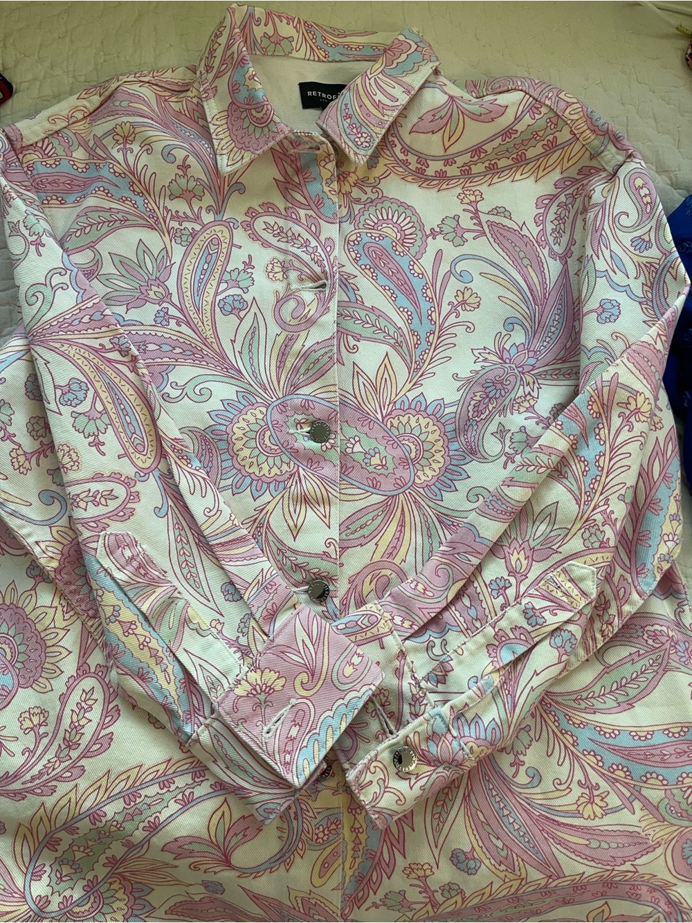 Retrofete Aurelie Denim Shirt in Pastel Paisley - Picture 8 of 8